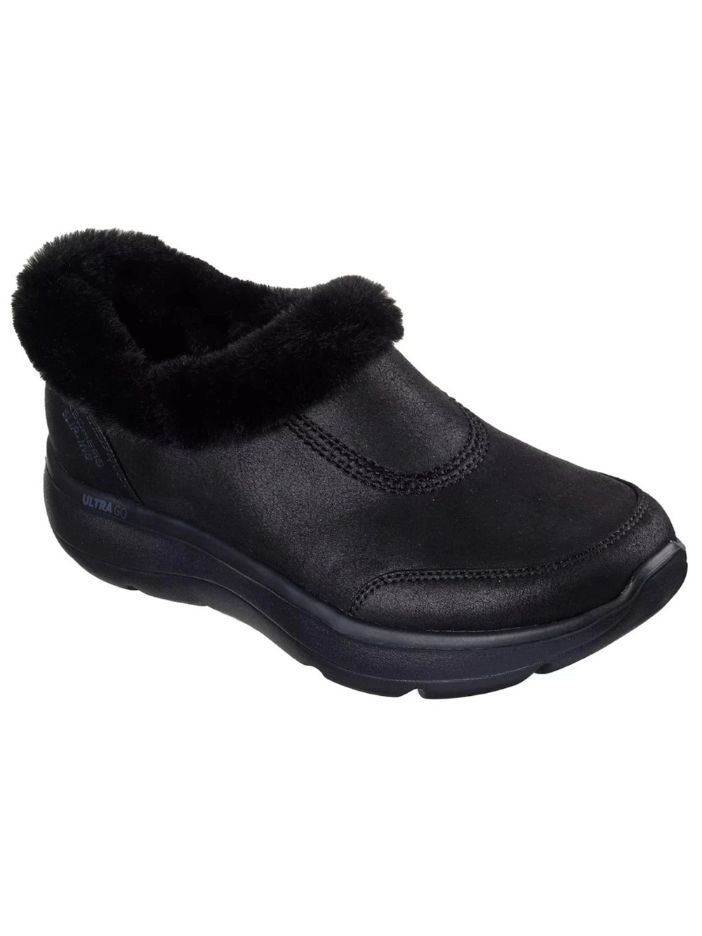 Women’s Black Faux-Fur Slip-On Comfort Shoes size 6